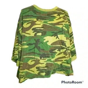 Camouflage Camo Cropped TShirt Ringer 3XL Bleached